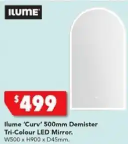 Harvey Norman Ilume 'Curv' 500mm Demister Tri-Colour LED Mirror offer