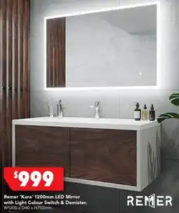 Harvey Norman Remer 'Kara' 1200mm LED Mirror with Light Colour Switch & Demister offer
