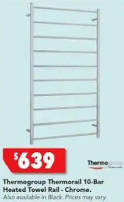Harvey Norman Thermogroup Thermorail 10-Bar Heated Towel Rail - Chrome offer