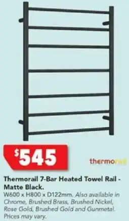 Harvey Norman Thermorail 7-Bar Heated Towel Rail - Matte Black offer
