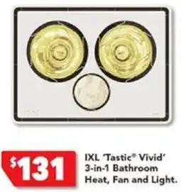 Harvey Norman IXL 'Tastic Vivid' 3-in-1 Bathroom Heat, Fan and Light offer