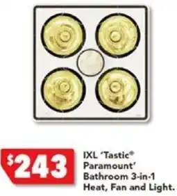 Harvey Norman IXL 'Tastic Paramount' Bathroom 3-in-1 Heat, Fan and Light offer