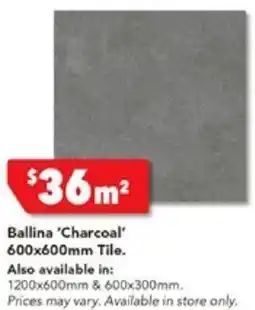 Harvey Norman Ballina 'Charcoal' 600x600mm Tile offer