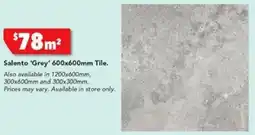 Harvey Norman Salento 'Grey' 600x600mm Tile offer