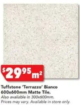 Harvey Norman Tuffstone Terrazzo' Bianco 600x600mm Matte Tile offer