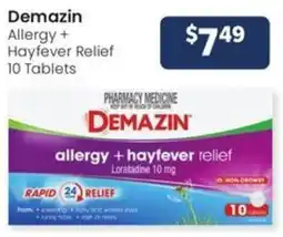 Advantage Pharmacy Demazin Allergy + Hayfever Relief 10 Tablets offer