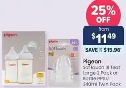 Pigeon Sof Touch III Teat Large 2 Pack or Bottle PPSU 240ml Twin Pack