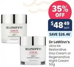 Dr LeWinn's Ultra R4 Restorative Day Cream or Regenerative Night Cream 50g