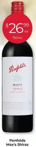 Porters Penfolds Max's Shiraz 750mL offer