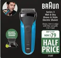 Shaver Shop Series 3 Wet & Dry Shave & Style Electric Shaver offer