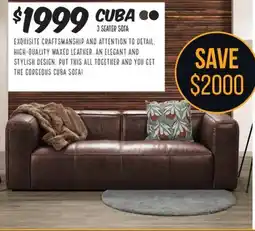 ComfortStyle Furniture & Bedding CUBA 3 SEATER SOFA offer
