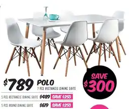 ComfortStyle Furniture & Bedding POLO 7 PCE RECTANGLE DINING SUITE offer