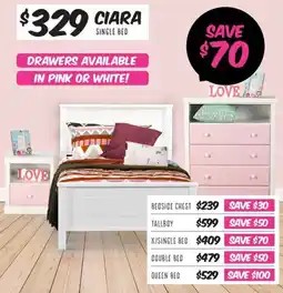 ComfortStyle Furniture & Bedding CIARA SINGLE BED offer