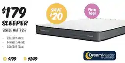 ComfortStyle Furniture & Bedding SLEEPER SINGLE MATTRESS offer