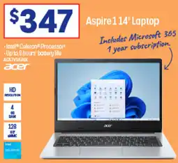 Officeworks Aspire 114' Laptop offer