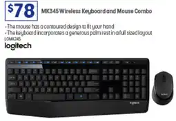 Officeworks MK345 Wireless Keyboard and Mouse Combo offer