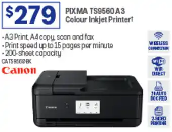 Officeworks PIXMA TS9560 A3 Colour Inkjet Printer offer