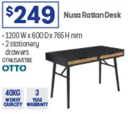 Officeworks Nusa Rattan Desk offer