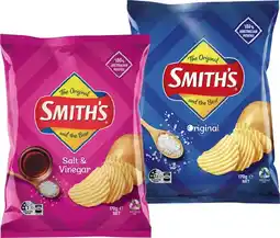 IGA Smith's Crinkle Cut Chips 150‑170g Selected Varieties offer