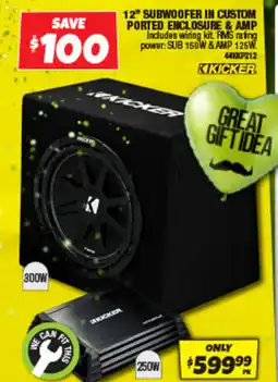 Autobarn 12" SUBWOOFER IN CUSTOM PORTED ENCLOSURE & AMP offer