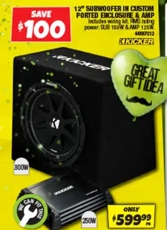 Autobarn 12" SUBWOOFER IN CUSTOM PORTED ENCLOSURE & AMP offer