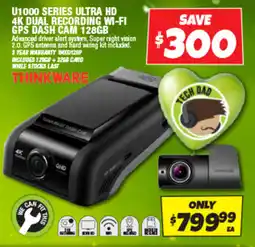 Autobarn U1000 SERIES ULTRA HD 4K DUAL RECORDING WI-FI GPS DASH CAM 128GB offer
