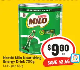 IGA Nestlé Milo Nourishing Energy Drink 700g offer