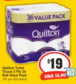 IGA Quilton Toilet Tissue 3 Ply 36 Roll Value Pack offer