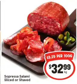 IGA Sopressa Salami Sliced or Shaved offer