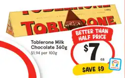 IGA Toblerone Milk Chocolate 360g offer