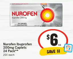 IGA Nurofen Ibuprofen 200mg Caplets 24 Pack offer