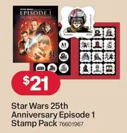 Australia Post Star Wars 25th Anniversary Episode 1 Stamp Pack 76601967 offer