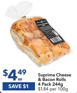 Ritchies Suprima Cheese & Bacon Rolls 4 Pack 244g offer