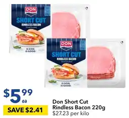 Ritchies Don Short Cut Rindless Bacon 220g offer