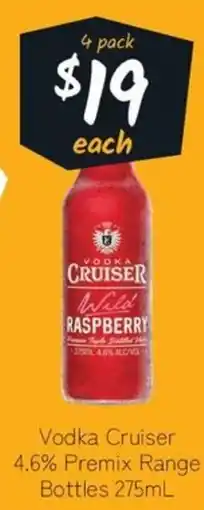 Cellarbrations Vodka Cruiser 4.6% Premix Range Bottles 275mL offer