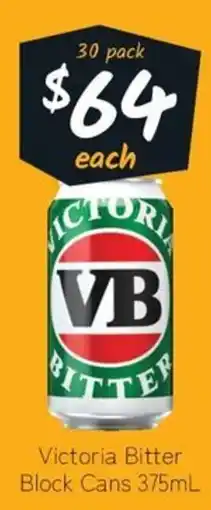 Cellarbrations Victoria Bitter Block Cans 375mL offer