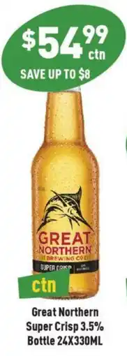 Liquor Legends Great Northern Super Crisp 3.5% Bottle 24X330ML offer