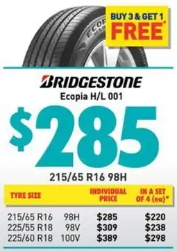 Bob Jane T-Marts BRIDGESTONE Ecopia H/L 001 offer