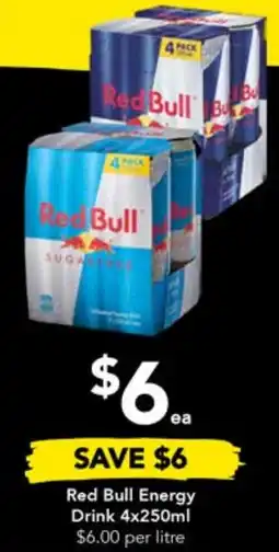 Drakes Red Bull Energy Drink 4x250ml offer