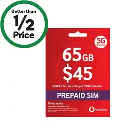 Woolworths Vodafone $45 Starter PackΔ offer