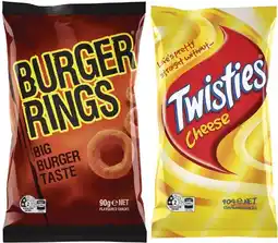 Coles Twisties, Burger Rings or Cheetos 80g-90g offer