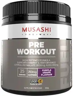 Coles Musashi Pre Workout Powder 225g offer