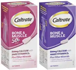 Coles Caltrate Bone & Muscle Health or Bone & Muscle Health 50+ 100 Pack offer
