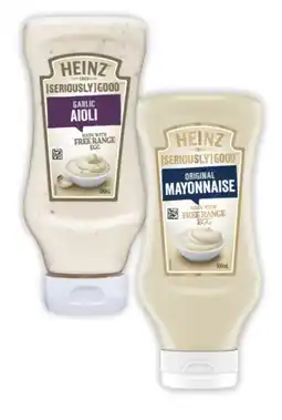Coles Heinz Seriously Good Mayonnaise or Aioli 500mL offer