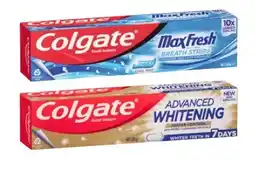 Coles Colgate Advanced Tartar & Whitening or Max Fresh Toothpaste 200g offer
