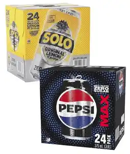 Coles Pepsi Max or Solo Soft Drink 24x375mL offer