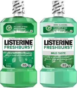 Coles Listerine Freshburst or Freshburst Zero Mouthwash 500mL offer