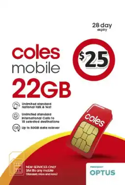 Coles Coles Mobile $25 Prepaid SIM offer