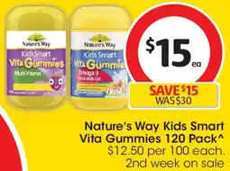 Coles Nature's Way Kids Smart Vita Gummies 120 Pack offer