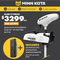 BCF MINN KOTA POWERDRIVE 55LB/54″ 12V ELECTRIC MOTOR offer